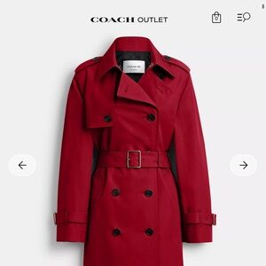 Coach Women's Vibrant Red Trench Coat